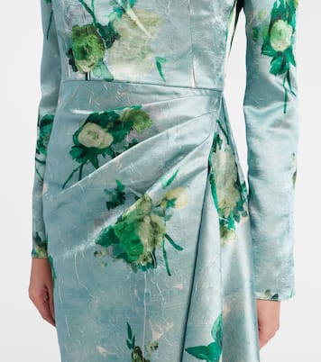 Draped floral satin midi dress | Erdem