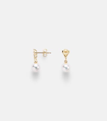 18kt gold drop earrings with pearls and diamonds | Mikimoto