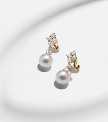 18kt gold drop earrings with pearls and diamonds | Mikimoto