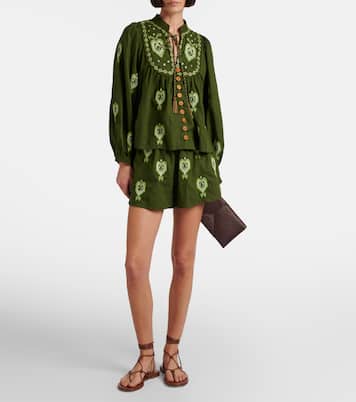 刺绣亚麻混纺女式上衣 | Farm Rio