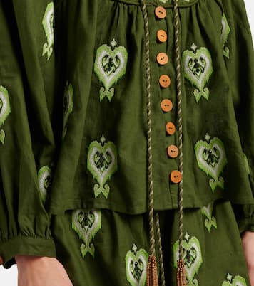 刺绣亚麻混纺女式上衣 | Farm Rio