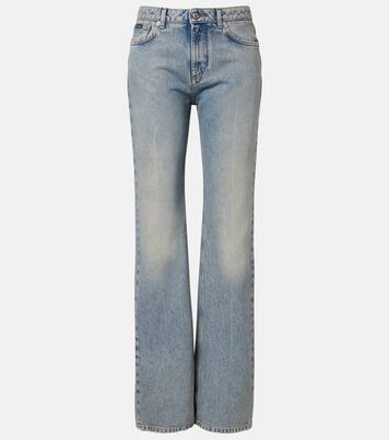 Straight Jeans mit Leder | Dolce&Gabbana