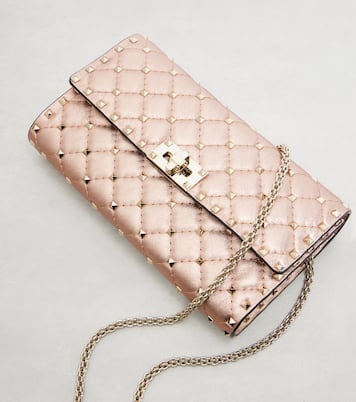Borsa Rockstud Spike in pelle metallizzata | Valentino Garavani