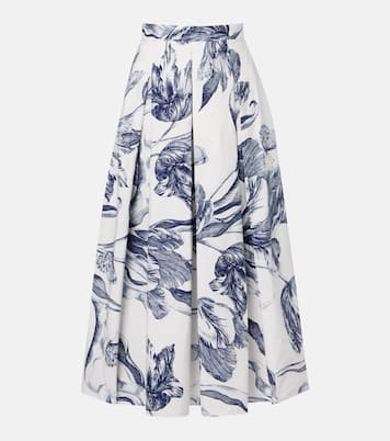 Floral cotton poplin midi skirt | Erdem