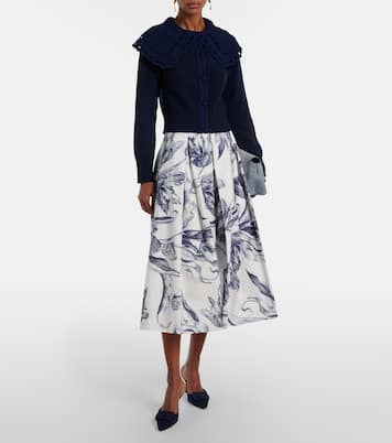 Floral cotton poplin midi skirt | Erdem