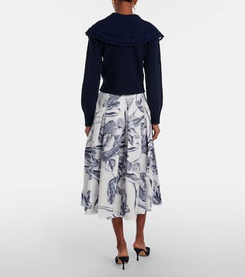 Floral cotton poplin midi skirt | Erdem