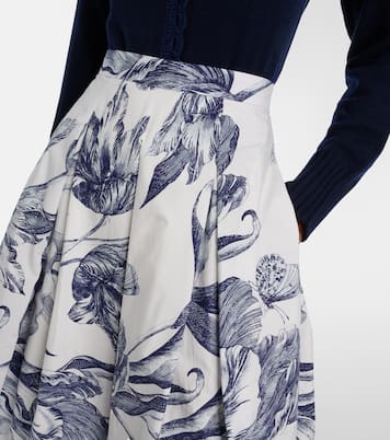 Floral cotton poplin midi skirt | Erdem