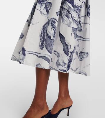 Floral cotton poplin midi skirt | Erdem