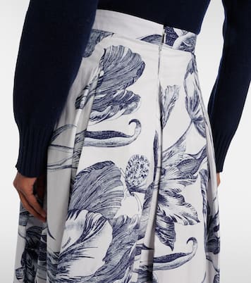 Floral cotton poplin midi skirt | Erdem