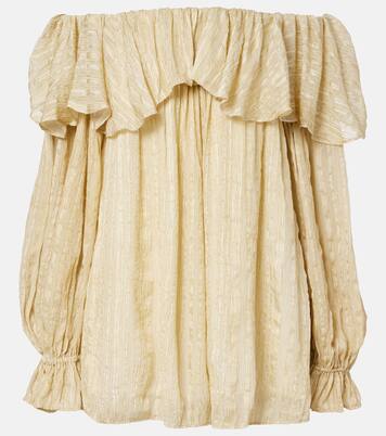 توب بخطوط من الحرير المخلوط بكشكشة | Xu Zhi