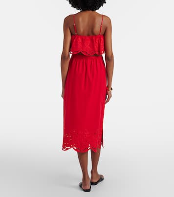 Broderie anglaise linen-blend midi skirt | Farm Rio