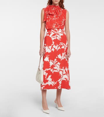Floral-printed twill midi dress | Prada