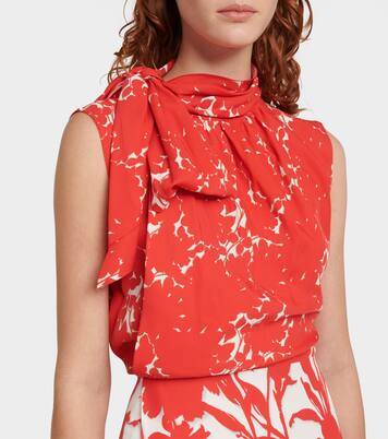 Floral-printed twill midi dress | Prada