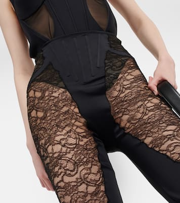 Pantaloni flared in pizzo a vita alta | Mugler