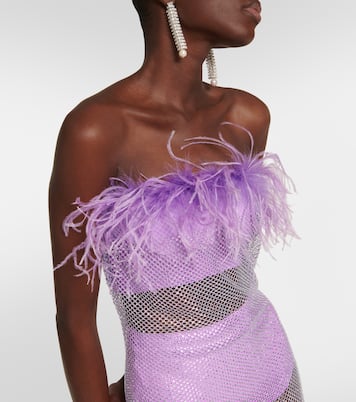 Vestido midi con plumas adornado | Giuseppe di Morabito