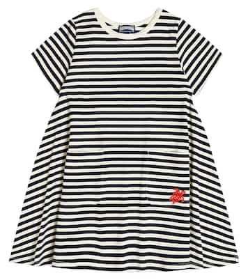 Abito in cotone a righe con ricamo | Vilebrequin Kids