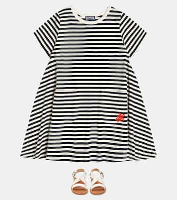 Abito in cotone a righe con ricamo | Vilebrequin Kids