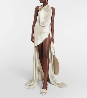 Floral-appliqué asymmetric gown | Coperni