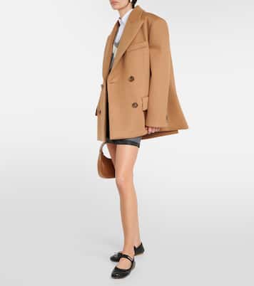 Blazer doppiopetto in cammello | Miu Miu