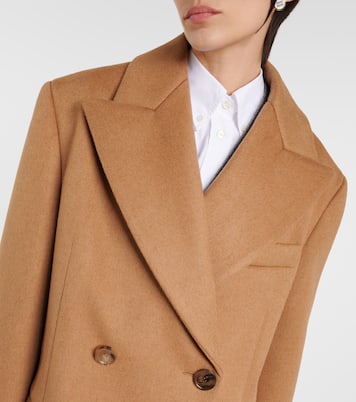 Blazer doppiopetto in cammello | Miu Miu