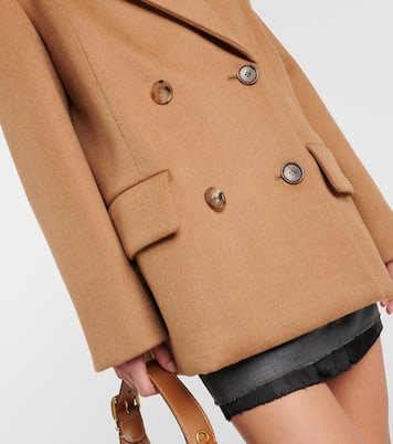 Blazer doppiopetto in cammello | Miu Miu