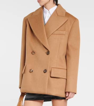Blazer doppiopetto in cammello | Miu Miu