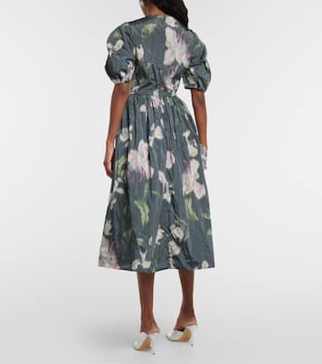 Abito midi in taffetà con stampa | Erdem