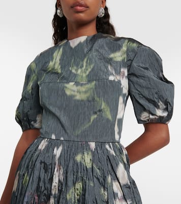 Abito midi in taffetà con stampa | Erdem