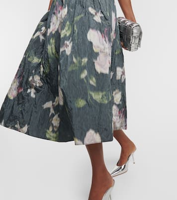 Abito midi in taffetà con stampa | Erdem