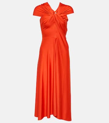 Vestido midi en satén drapeado | Victoria Beckham