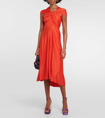 Vestido midi en satén drapeado | Victoria Beckham