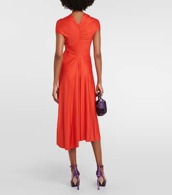 Vestido midi en satén drapeado | Victoria Beckham