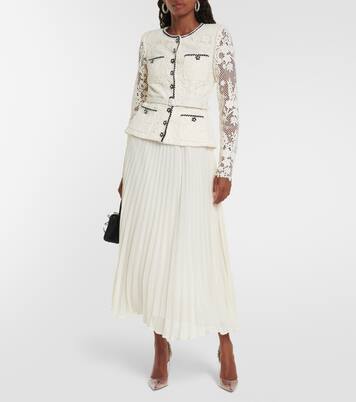 Lace and chiffon midi dress | Self-Portrait