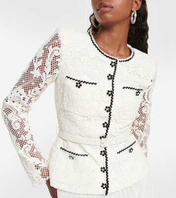 Lace and chiffon midi dress | Self-Portrait