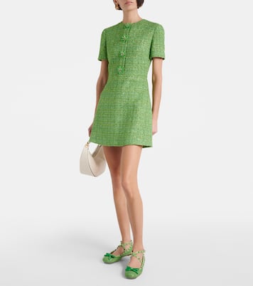 Ballerinas Rockstud aus Bouclé mit Leder | Valentino Garavani