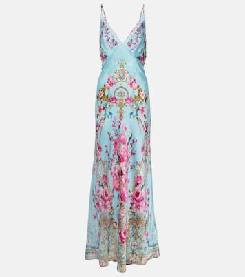 Embellished floral silk satin slip dress | Camilla