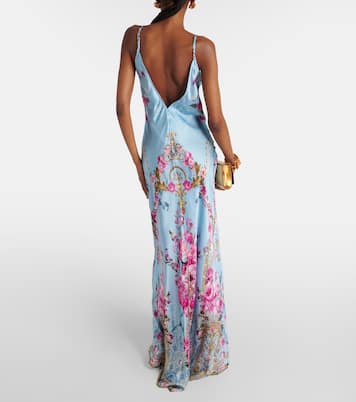 Embellished floral silk satin slip dress | Camilla