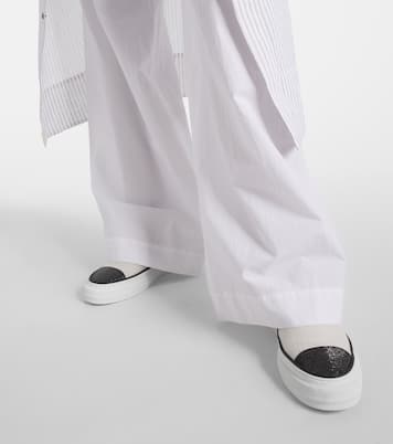 Slip-on in canvas con monili | Brunello Cucinelli