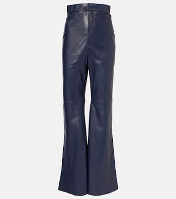 High-Rise-Schlaghose aus Leder | Victoria Beckham