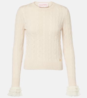 Cable-knit ruffled cashmere sweater | Valentino