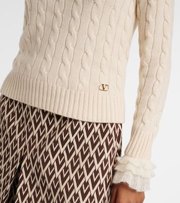Cable-knit ruffled cashmere sweater | Valentino
