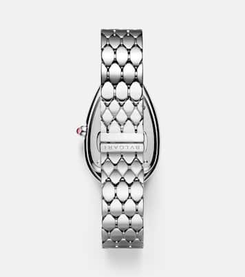 Orologio Serpenti Seduttori 33 mm in acciaio inossidabile con diamanti e rubellite | Bvlgari