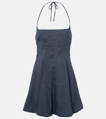 Abito corto Leone in denim di misto lino | Staud