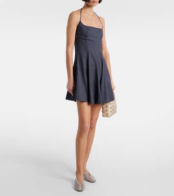 Abito corto Leone in denim di misto lino | Staud