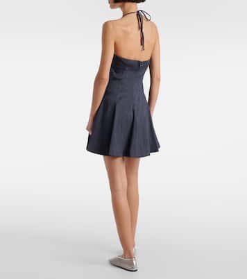 Abito corto Leone in denim di misto lino | Staud