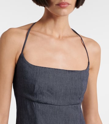 Abito corto Leone in denim di misto lino | Staud