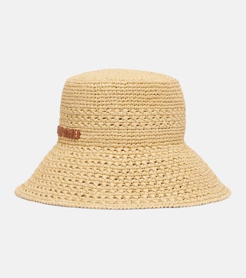 Cappello da sole effetto rafia con logo | Miu Miu