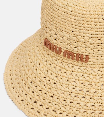 Cappello da sole effetto rafia con logo | Miu Miu