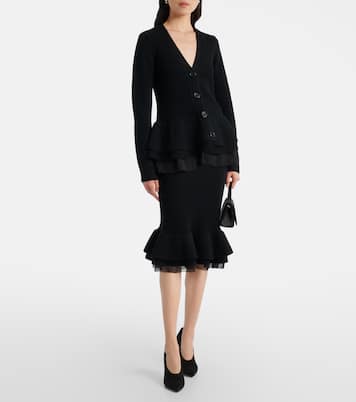 Ruffled silk-trimmed wool cardigan | Nina Ricci