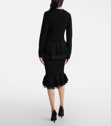 Ruffled silk-trimmed wool cardigan | Nina Ricci
